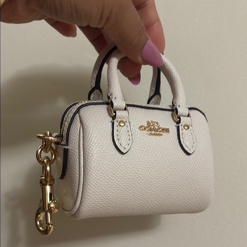 Coach White Mini Bag with Gold Accents